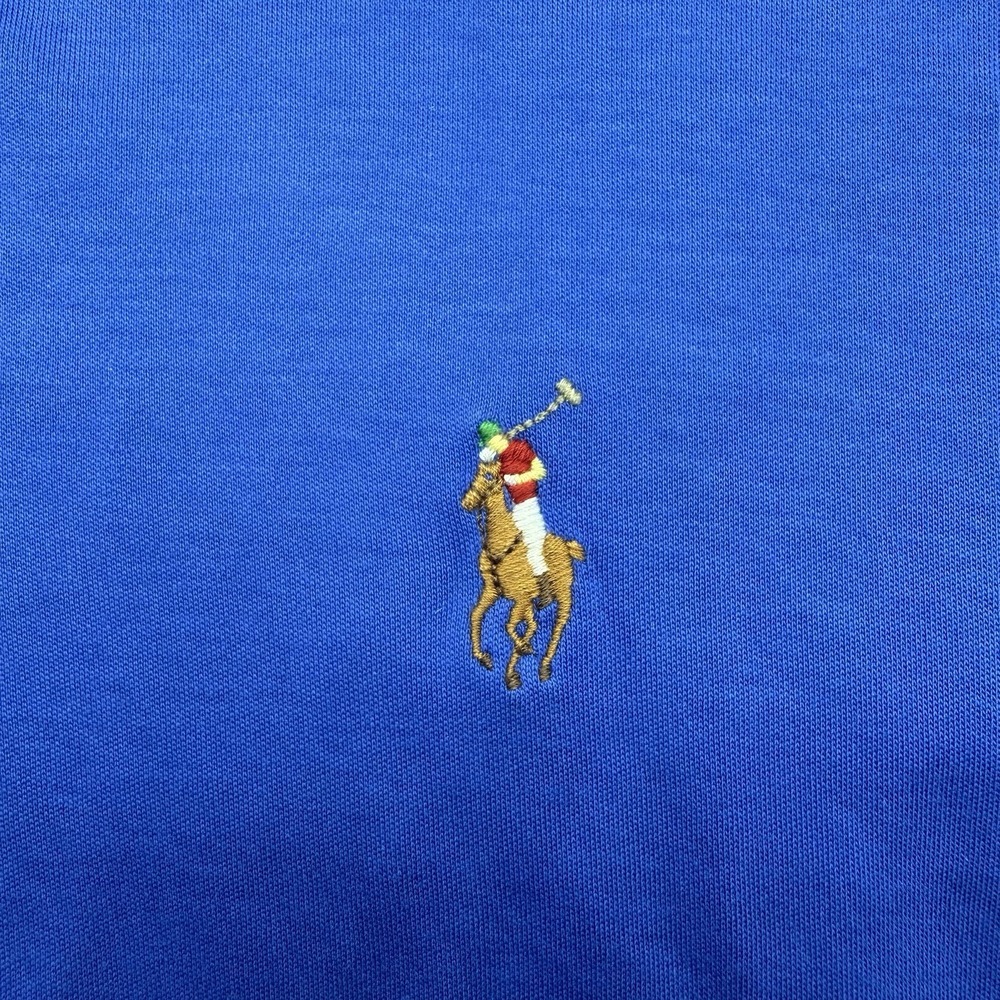 Polo Ralph Lauren Polo Shirt Mens Large Blue Pima Interlock Casual Preppy Pony - Picture 4 of 7